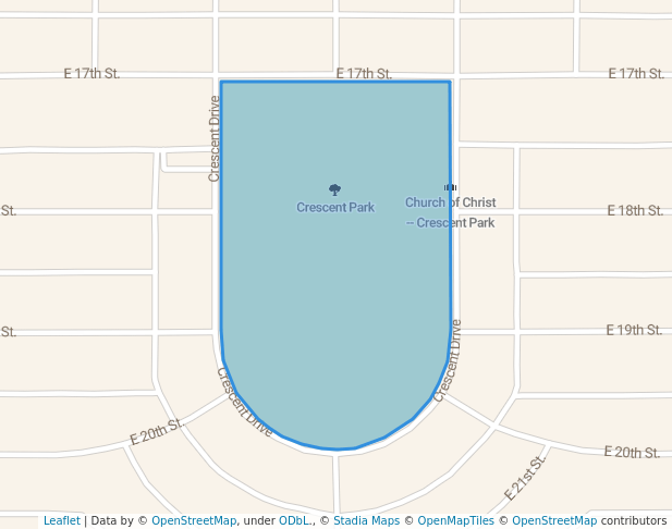 walking in Crescent Park map in Littlefield