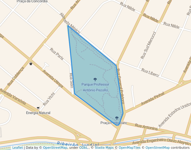 walking in Parque Professor Antônio Pezollo map in Santo André