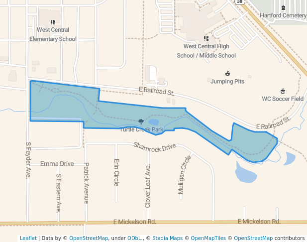 walking in Turtle Creek Park map in Hartford