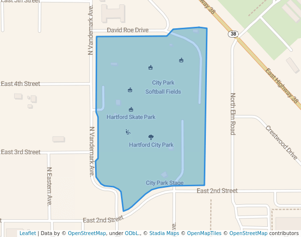 walking in Hartford City Park map in Hartford