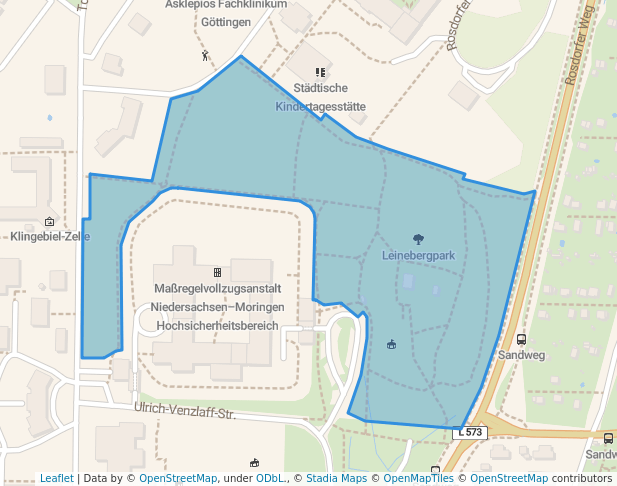 walking in Leinebergpark map in Göttingen