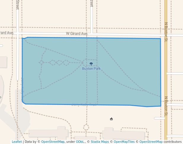 walking in Buxton Park map in Indianola
