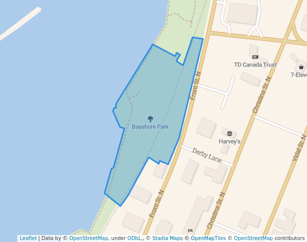 walking in Bayshore Park map in Sarnia