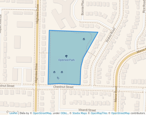 walking in Optimist Park map in St. Thomas
