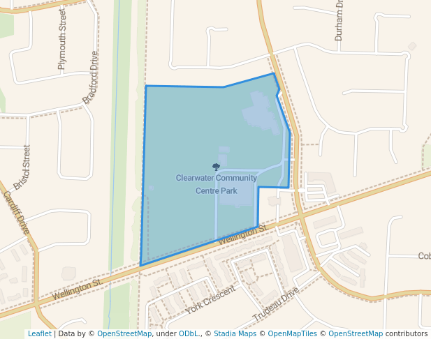 walking in Clearwater Community Centre Park map in Sarnia
