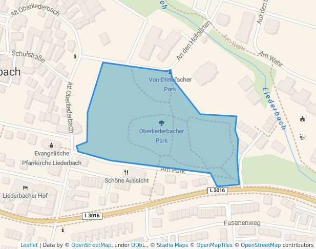 walking in Oberliederbacher Park map in Liederbach am Taunus