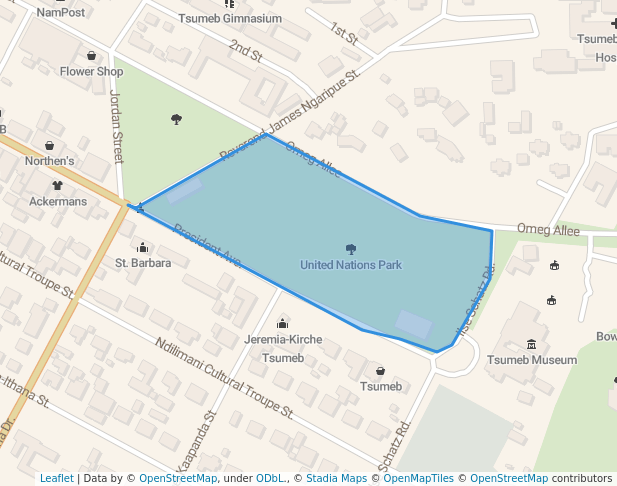 United Nations Park in Tsumeb | Map and Routes