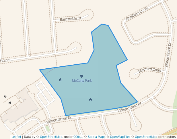 walking in McCarty Park map in Aurora