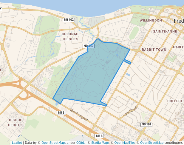 walking in Odell Park map in Fredericton
