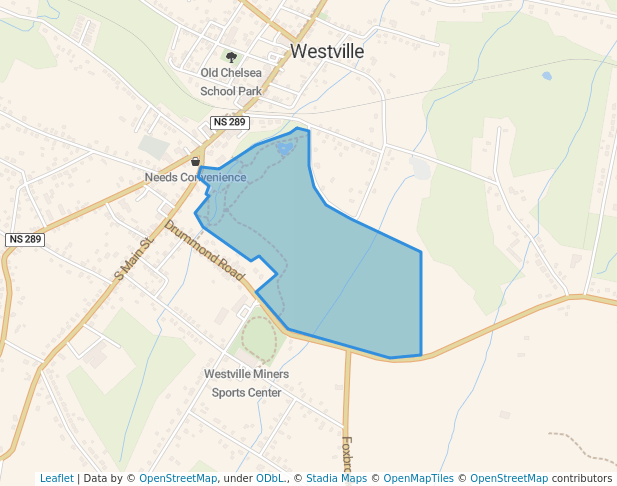 walking in Acadia Park map in Westville