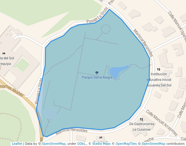 walking in Parque Selva Alegre map in Arequipa