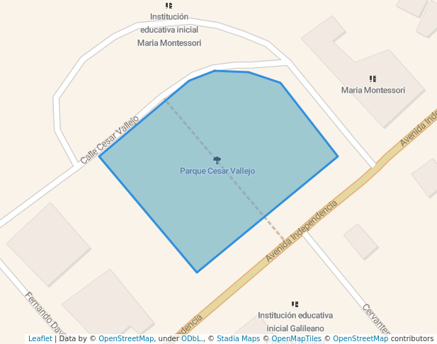 walking in Parque Cesar Vallejo map in Arequipa