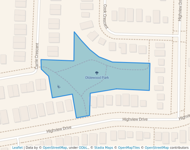 walking in Oldewood Park map in St. Thomas