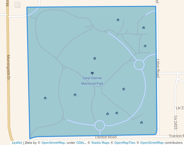 walking in Daryl Danner Memorial Park map in Chillicothe