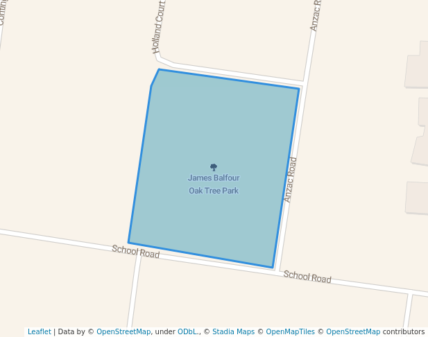 walking in James Balfour Oak Tree Park map in Trafalgar