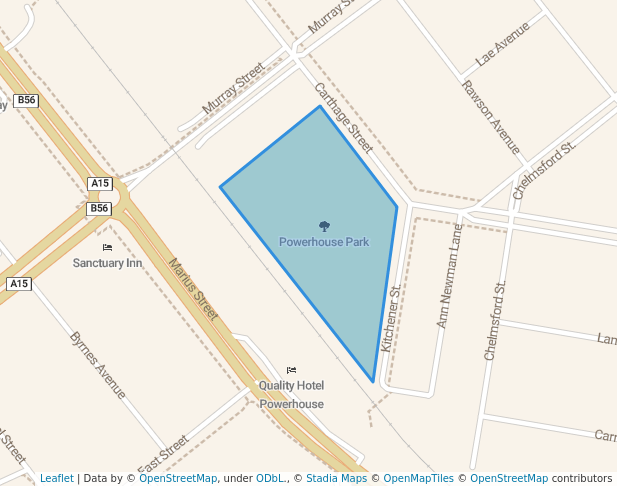 walking in Powerhouse Park map in East Tamworth