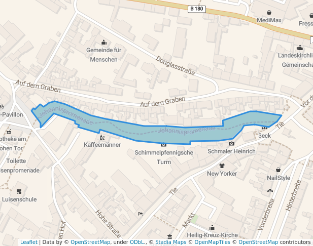 walking in Johannispromenade map in Aschersleben