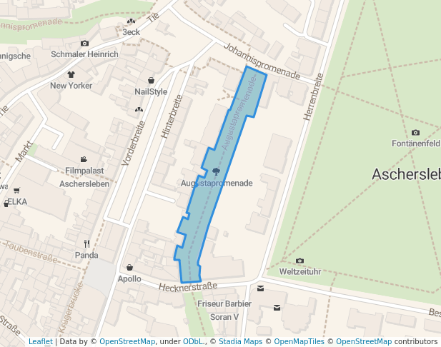 walking in Augustapromenade map in Aschersleben