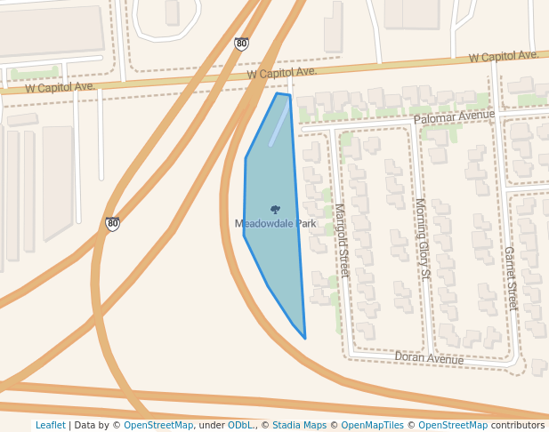 walking in Meadowdale Park map in West Sacramento