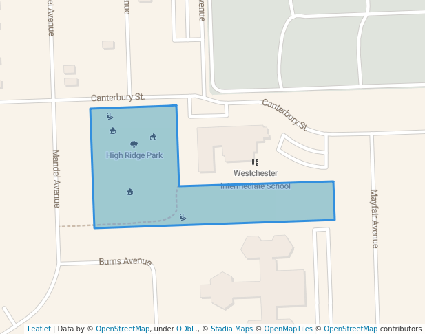 walking in High Ridge Park map in Westchester