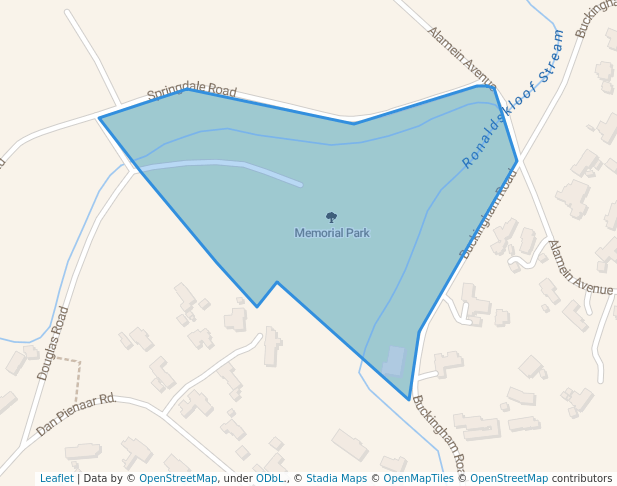 walking in Memorial Park map in Kloof