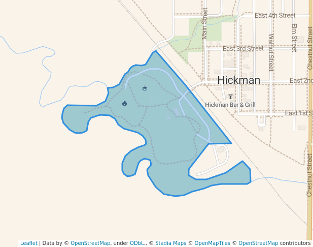walking in Hickman City Park map in Hickman