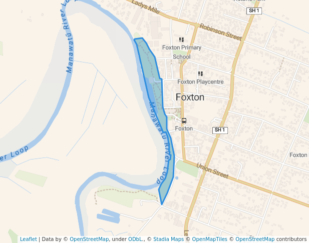 walking in River Loop Reserve map in Foxton