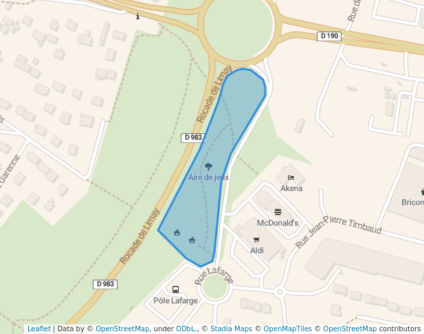 walking in Aire de jeux map in Limay