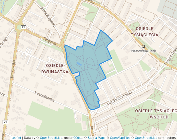 walking in Park Solidarności map in Radomsko