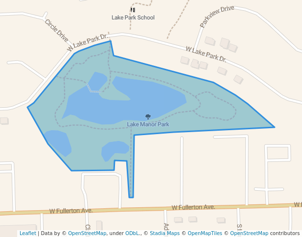 walking in Lake Manor Park map in Addison