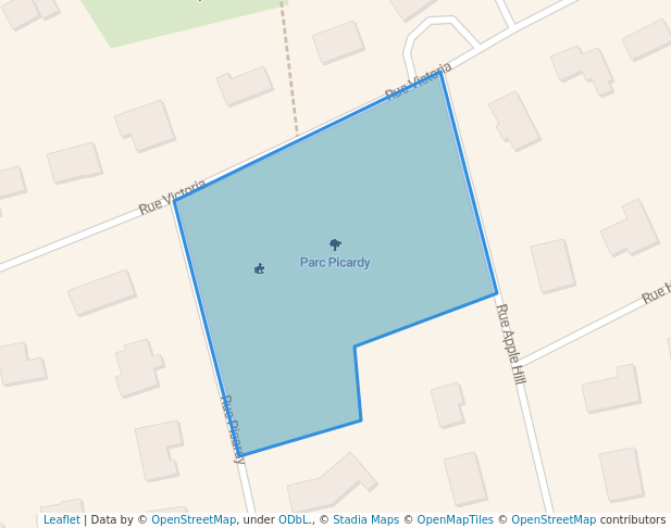 walking in Picardy Park map in Baie-d'Urfé