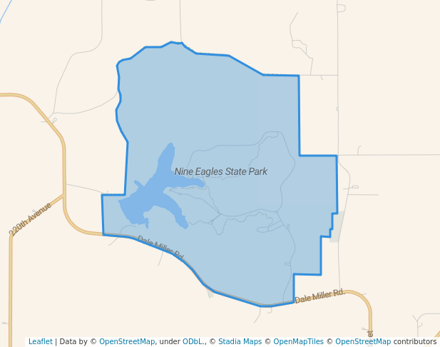 walking in Nine Eagles State Park map in Pleasanton
