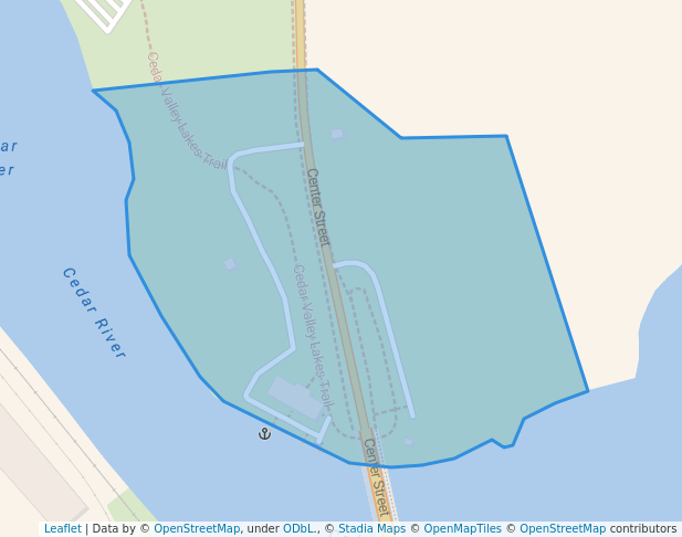 walking in Tourist Park map in Cedar Falls