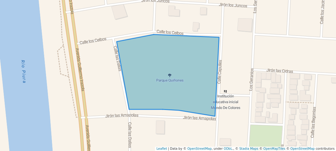 walking in Parque Quiñones map in Piura