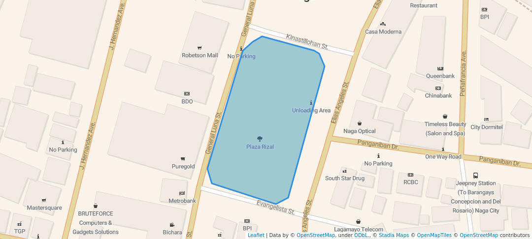 walking in Plaza Rizal map in Naga