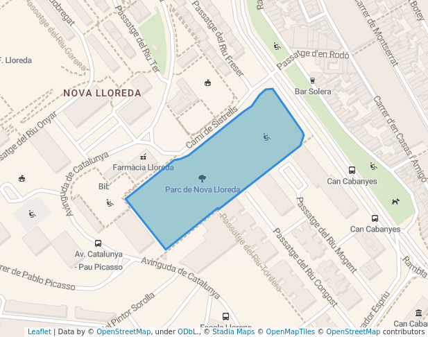 walking in Parc de Nova Lloreda map in Badalona