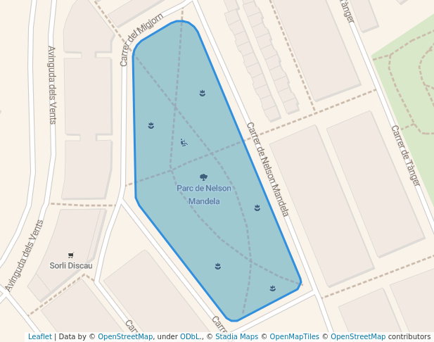 walking in Parc de Nelson Mandela map in Badalona