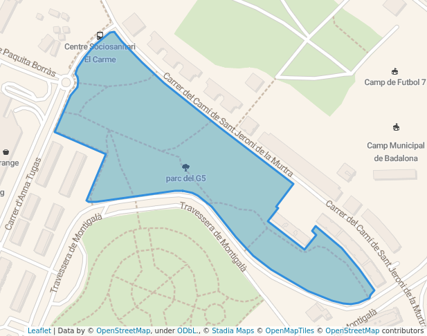 walking in parc del G5 map in Badalona