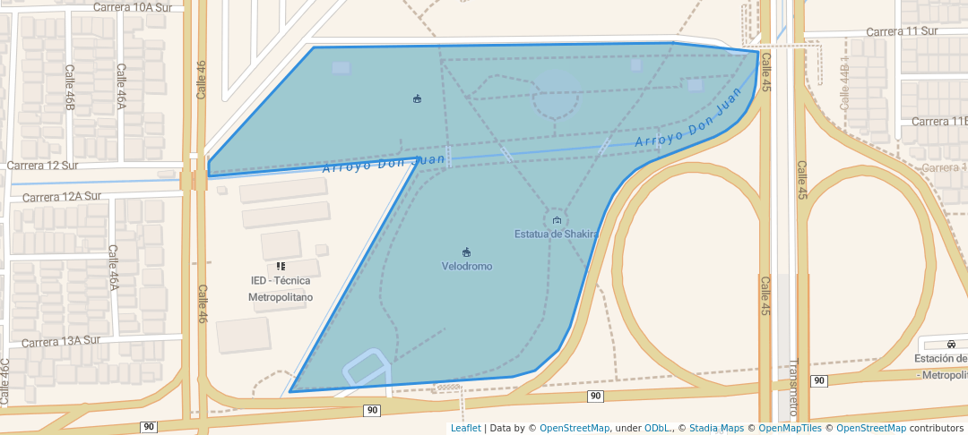 walking in Parque Metropolitano map in Barranquilla