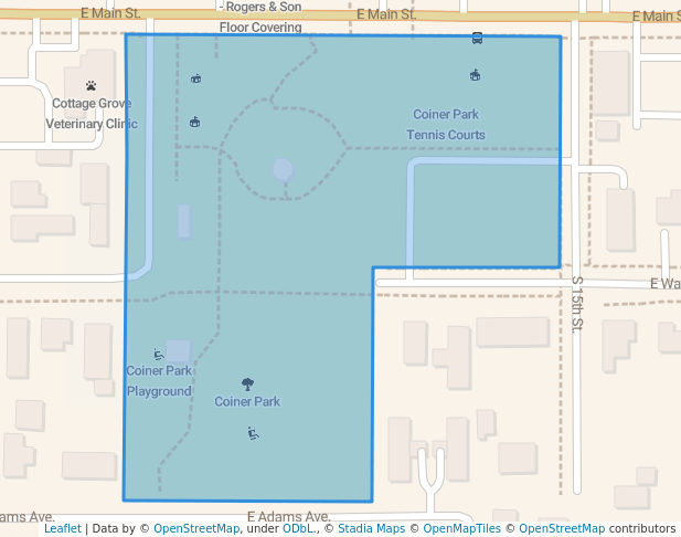 walking in Coiner Park map in Cottage Grove