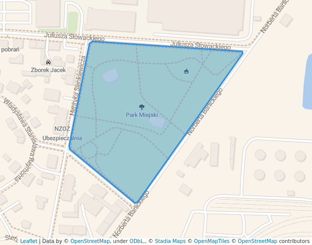 walking in Park Miejski map in Czechowice-Dziedzice