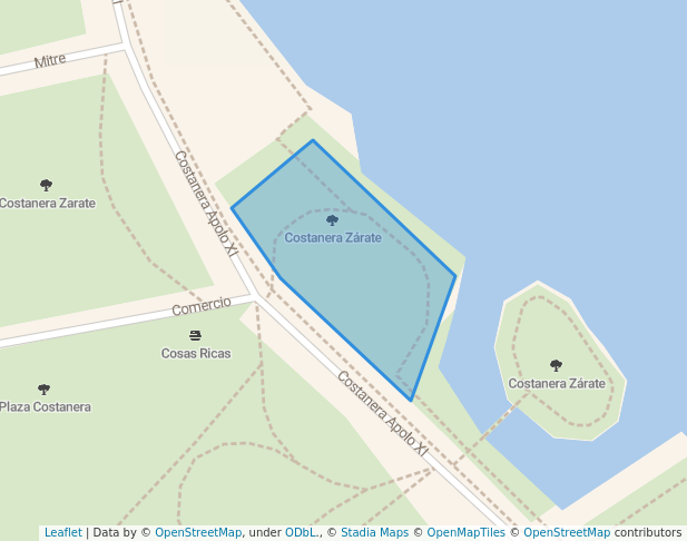 walking in Costanera Zárate map in Zárate