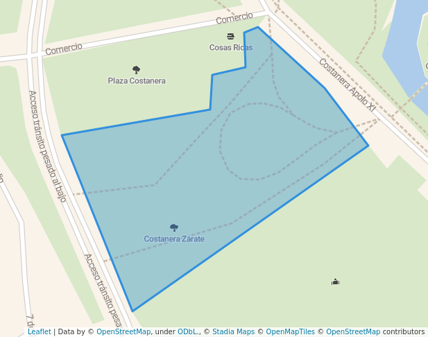 walking in Costanera Zárate map in Zárate