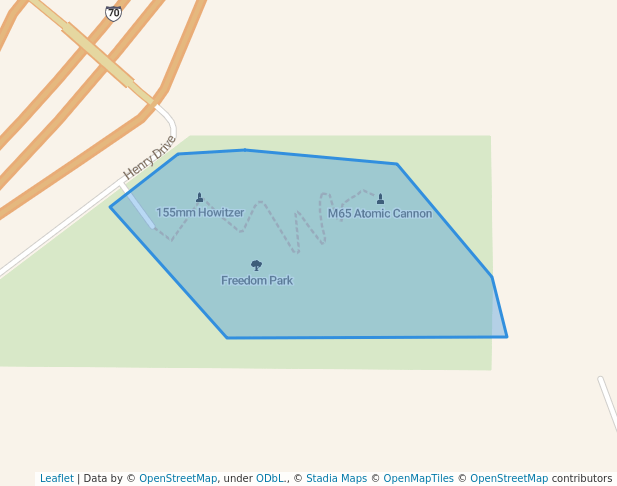 walking in Freedom Park map in Junction City