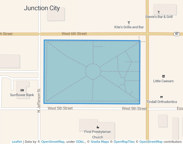 walking in Heritage Park map in Junction City