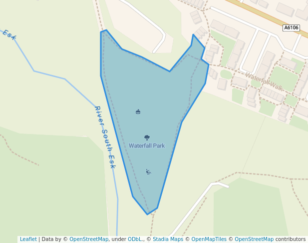 walking in Waterfall Park map in Dalkeith