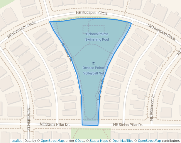 walking in Ochoco Pointe Pool Park map in Prineville