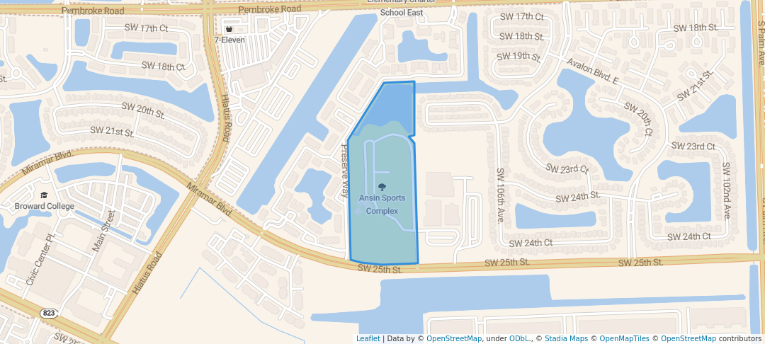 walking in Ansin Sports Complex map in Miramar