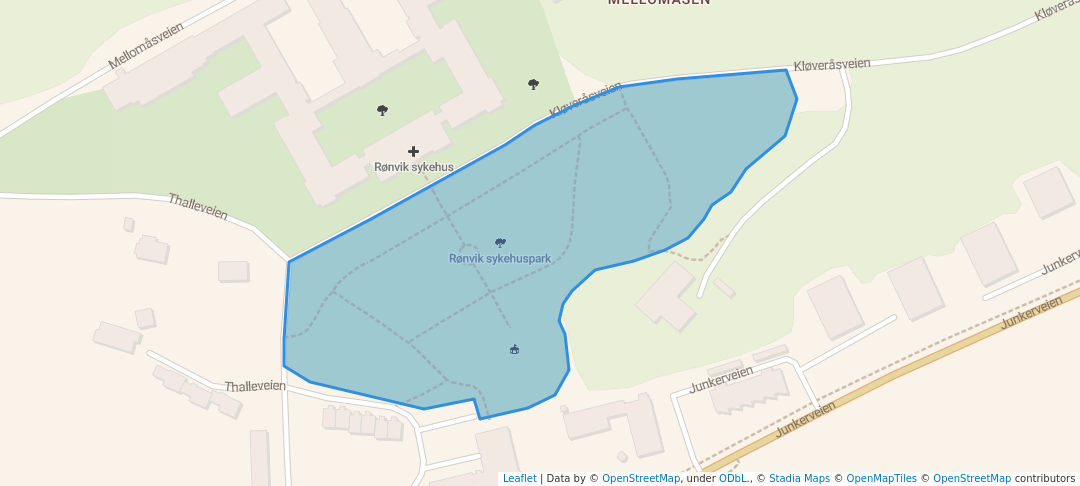 walking in Rønvik sykehuspark map in Bodø