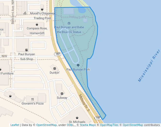 walking in Paul Bunyan Park map in Bemidji